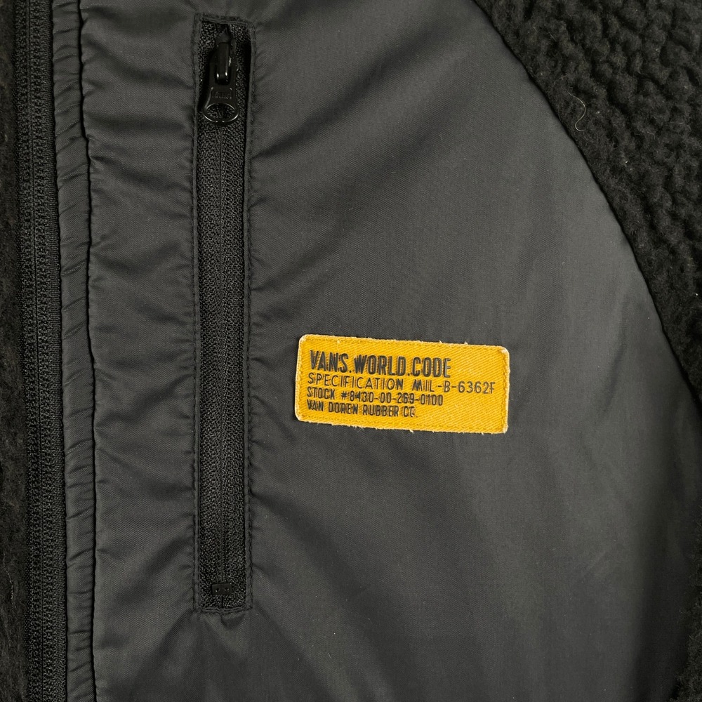 Vans World Code Sherpa Fleece Zip Up Hoodie Jacket Black L Skateboarding Outdoor - Picture 4 of 9